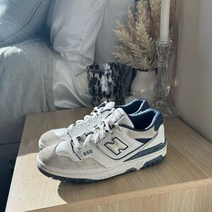 New Balance 550 White and Navy Sneakers